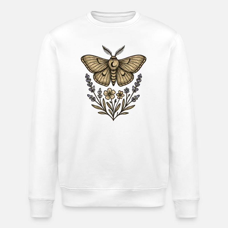 Motte mit Blütenkranz - Stanley/Stella Unisex Bio-Sweatshirt ROLLER - Weiß