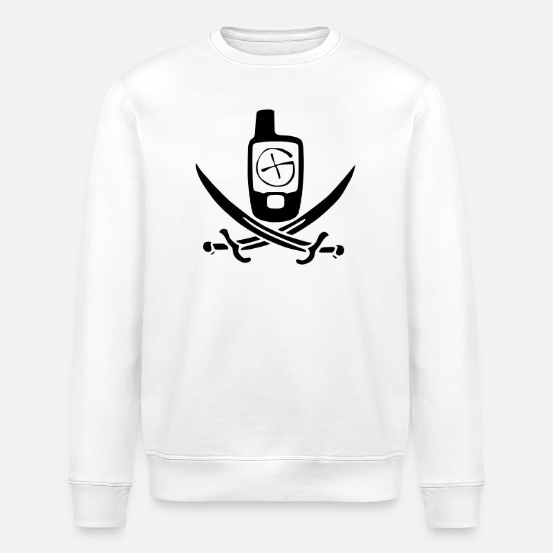 Geocaching Piratenflagge - Stanley/Stella Unisex Bio-Sweatshirt ROLLER - Weiß