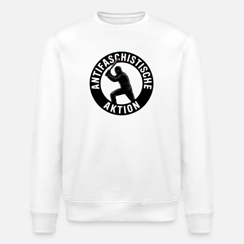 Antifascist Action - Antifa Tee - Stanley/Stella ROLLER Unisex Organic Sweatshirt - white