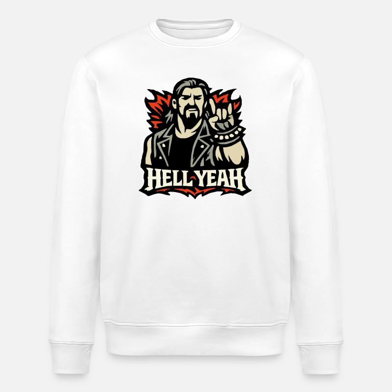 Hell Yeah Metal Zeichen Motiv - Stanley/Stella Unisex Bio-Sweatshirt ROLLER - Weiß