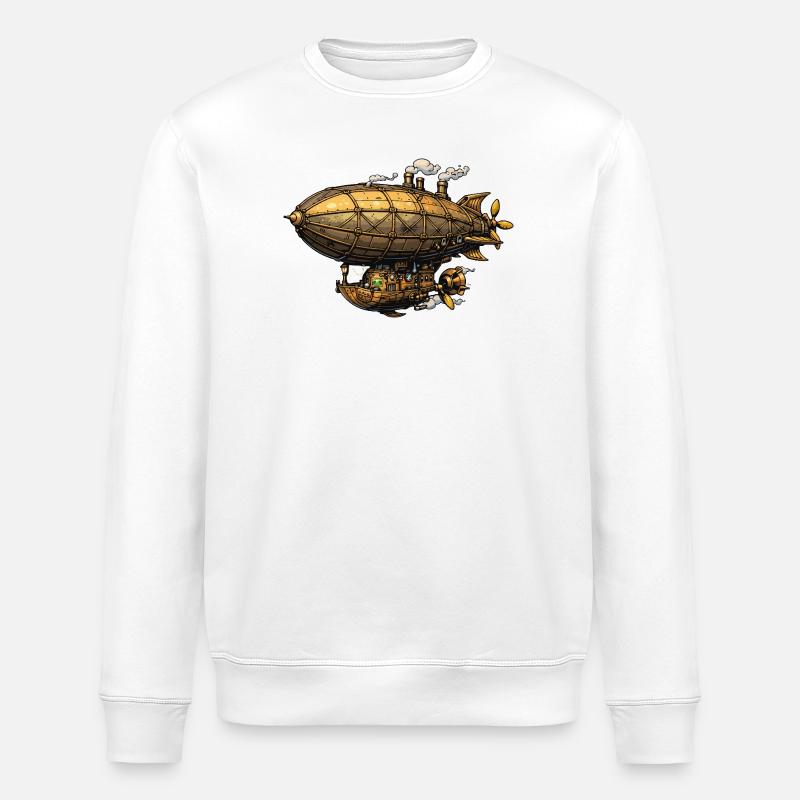 Zeppelin dirigeable steampunk - Sweat bio ROLLER Stanley/Stella Unisexe - blanc