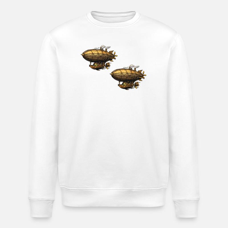 Steampunk-ilmalaivat Zeppelin - Stanley/Stella ROLLER unisex luomu-collegepaita - valkoinen