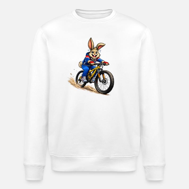 Happy bunny sur un VTT - Sweat bio ROLLER Stanley/Stella Unisexe - blanc