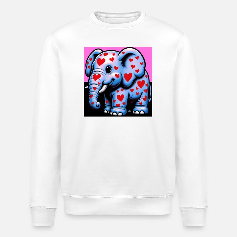 Elefant mit Herz und Herzen - Stanley/Stella Unisex Bio-Sweatshirt ROLLER - Weiß