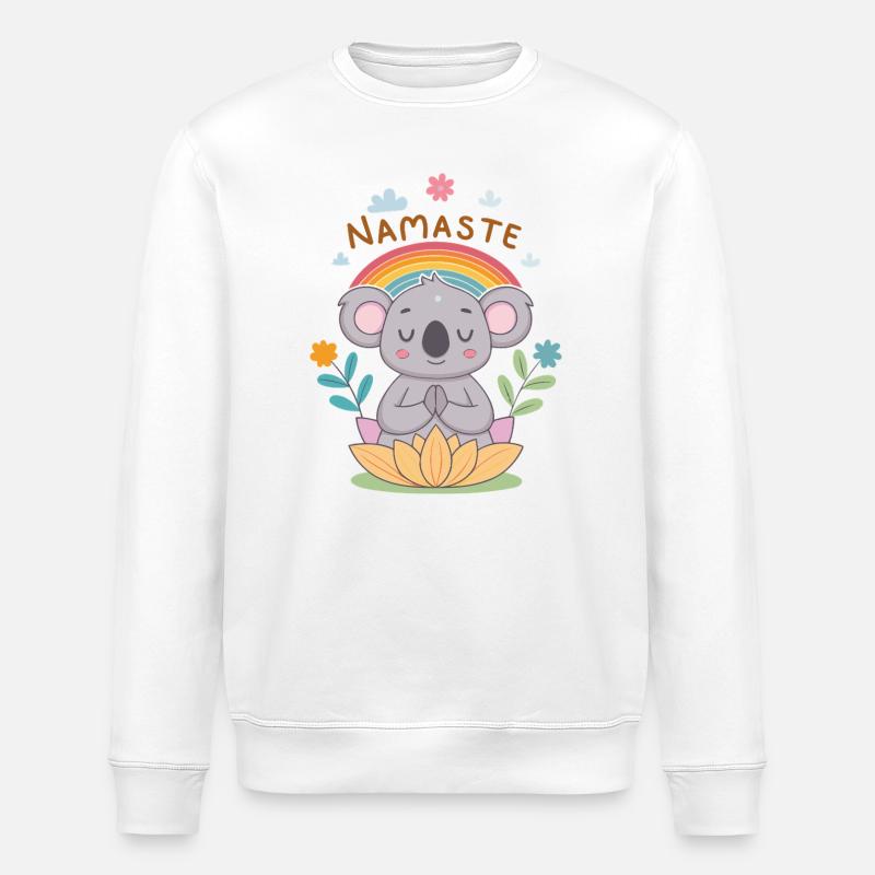 Koala Namaste Zen Arc en Ciel - Sweat bio ROLLER Stanley/Stella Unisexe - blanc