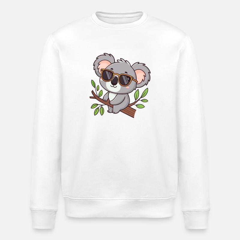 Koala chic lunettes sur branche - Sweat bio ROLLER Stanley/Stella Unisexe - blanc