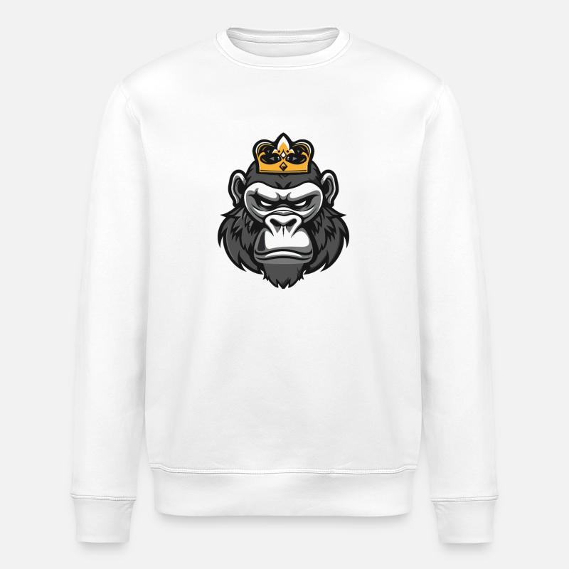 Gorilla Head Crown - Stanley/Stella ROLLER Unisex Organic Sweatshirt - white