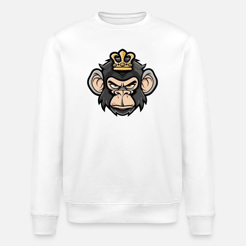 Monkey Head Crown - Stanley/Stella ROLLER Unisex Organic Sweatshirt - white