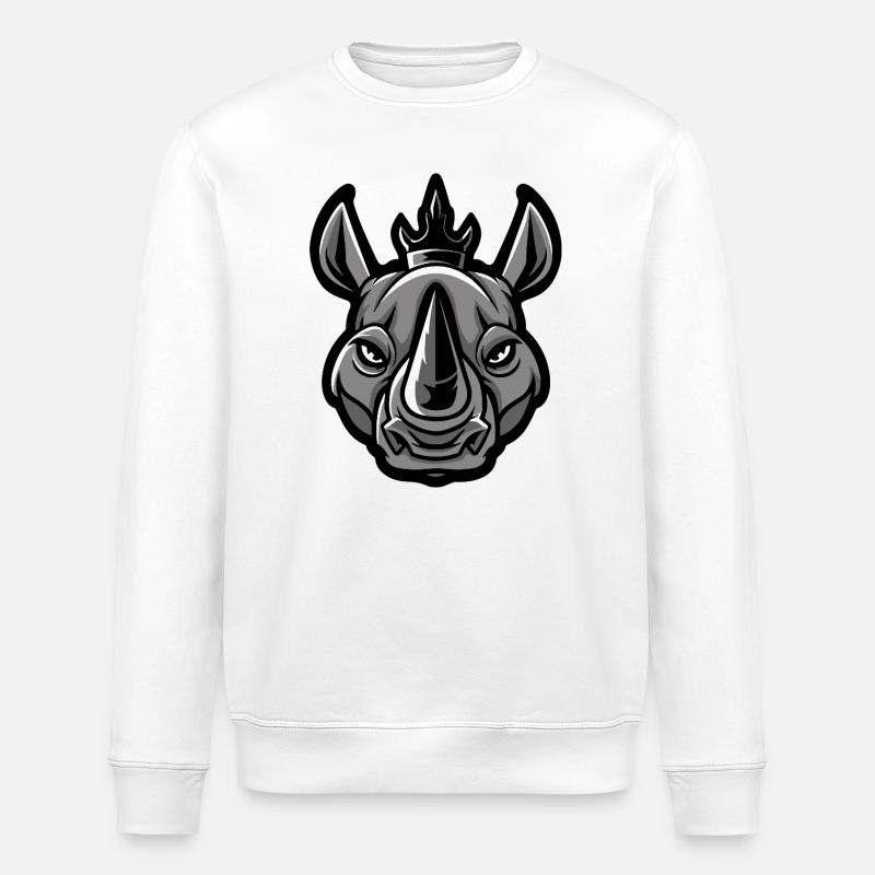 Nashorn Kopf Krone - Stanley/Stella Unisex Bio-Sweatshirt ROLLER - Weiß