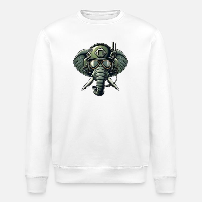 Éléphant en mission - Sweat bio ROLLER Stanley/Stella Unisexe - blanc