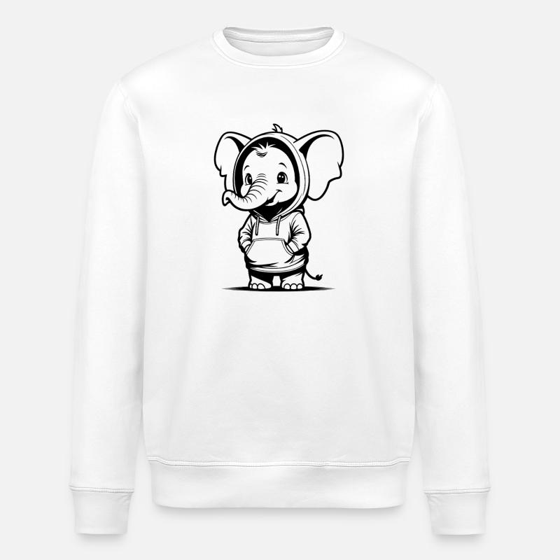 Éléphant câlin en sweat à capuche - Sweat bio ROLLER Stanley/Stella Unisexe - blanc