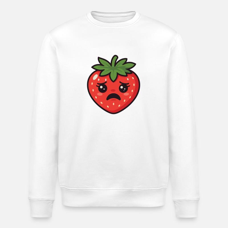 Sorgenfrohe Erdbeere Cartoon - Stanley/Stella Unisex Bio-Sweatshirt ROLLER - Weiß