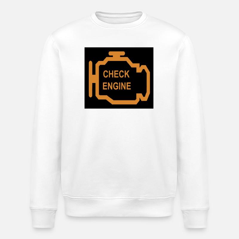 Check Engine Icon in Orange - Stanley/Stella ROLLER Unisex Organic Sweatshirt - white