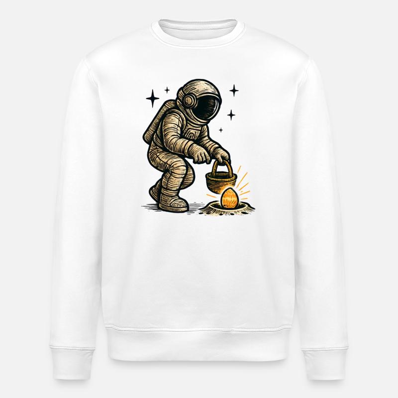 Astronaut collects easter egg - Stanley/Stella ROLLER Unisex Organic Sweatshirt - white