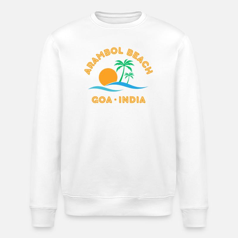 Arambol Beach Goa India Sunset Palm - Stanley/Stella ROLLER Unisex Organic Sweatshirt - white