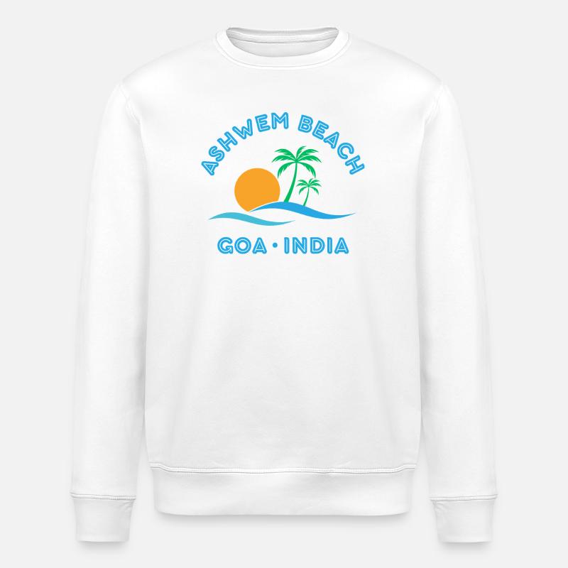 Ashwem Beach Goa Sunset Palm - Stanley/Stella ROLLER Unisex Organic Sweatshirt - white