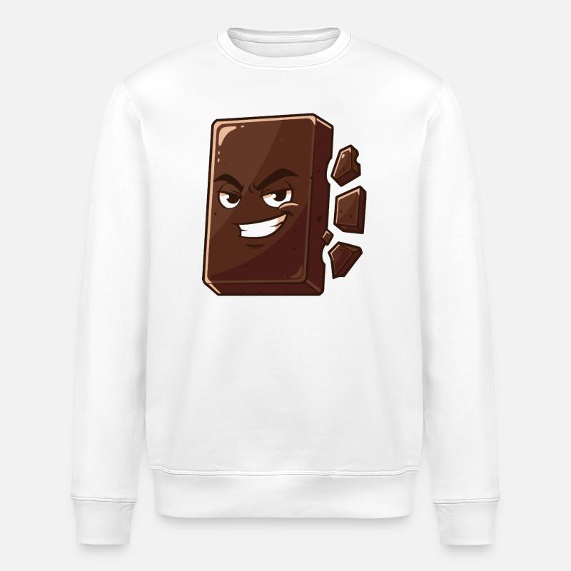 Charmanter Schoko Block mit Grinsen - Stanley/Stella Unisex Bio-Sweatshirt ROLLER - Weiß
