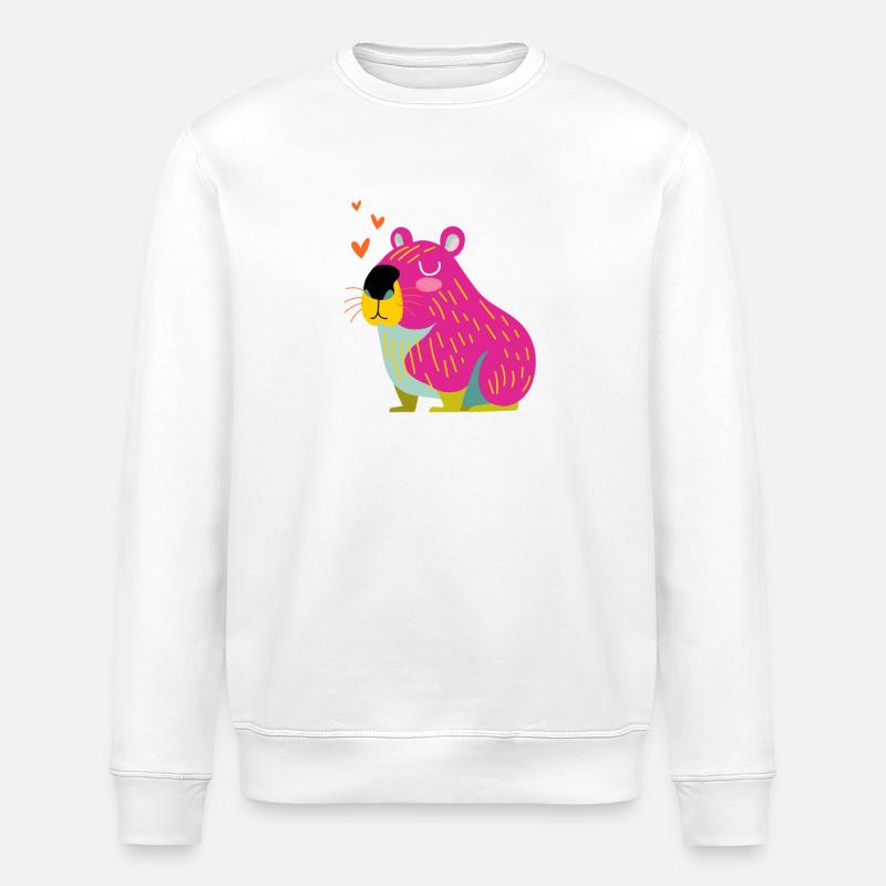 Glückliches Kapybara - Stanley/Stella Unisex Bio-Sweatshirt ROLLER - Weiß