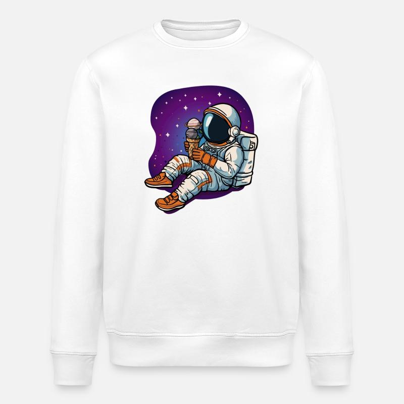 Weltraum-Astronaut genießt Eiscreme - Stanley/Stella ROLLER Unisex Organic Sweatshirt - white
