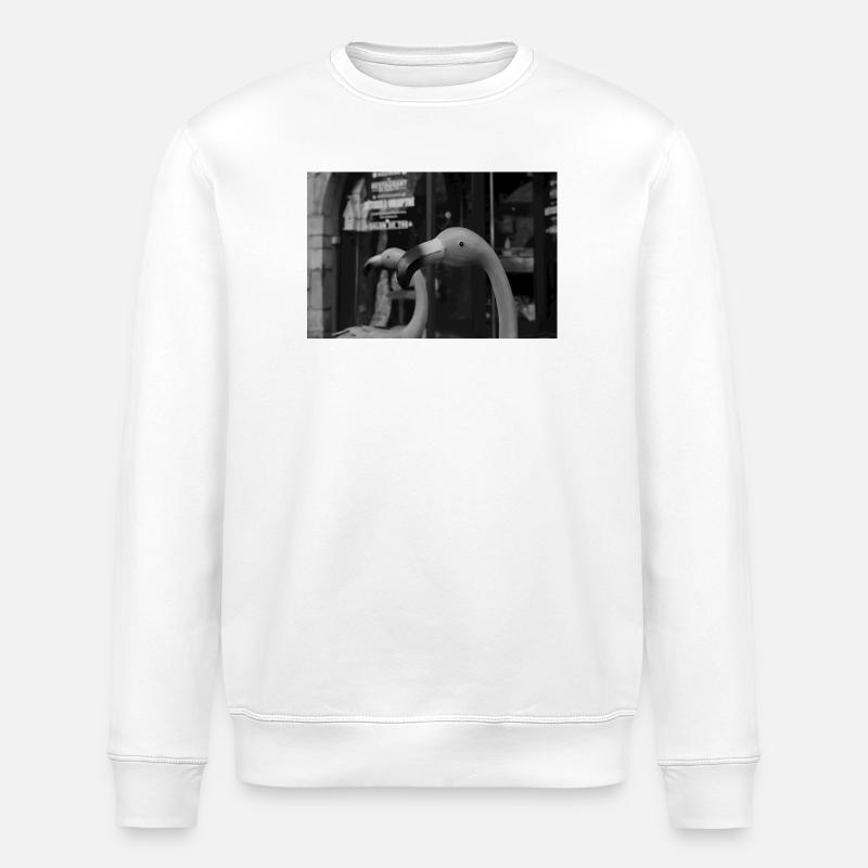 Flamingos Schwarz-Weiße Silhouette - Stanley/Stella Unisex Bio-Sweatshirt ROLLER - Weiß
