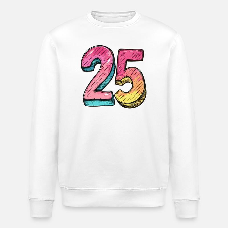 25 Zahl Bunt - Stanley/Stella Unisex Bio-Sweatshirt ROLLER - Weiß