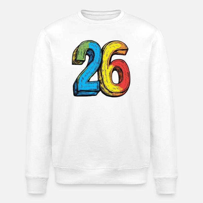 26 Zahl Bunt - Stanley/Stella Unisex Bio-Sweatshirt ROLLER - Weiß