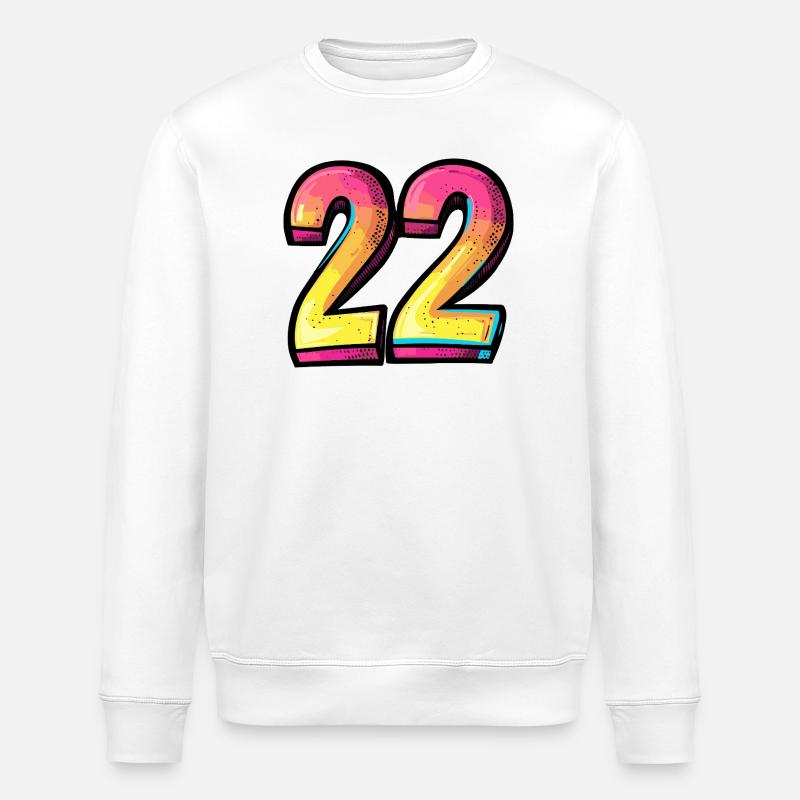 22 Zahl Bunt - Stanley/Stella Unisex Bio-Sweatshirt ROLLER - Weiß