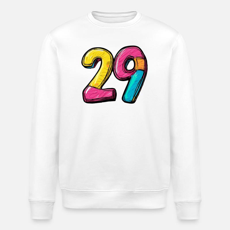 29 Zahl Bunt - Stanley/Stella Unisex Bio-Sweatshirt ROLLER - Weiß