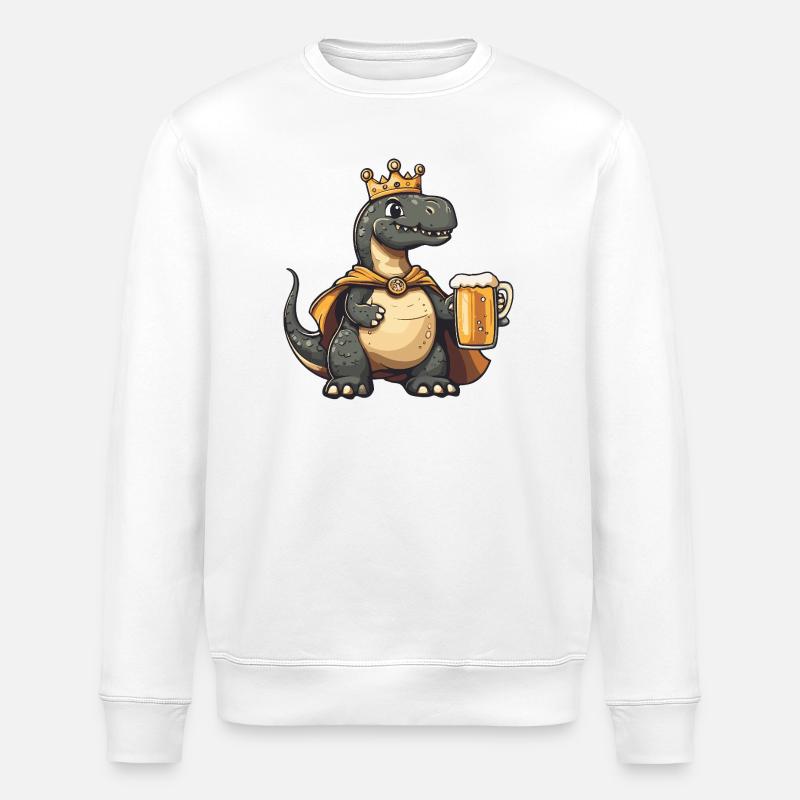 Dinosaurier brontosaurus Bier König - Stanley/Stella Unisex Bio-Sweatshirt ROLLER - Weiß