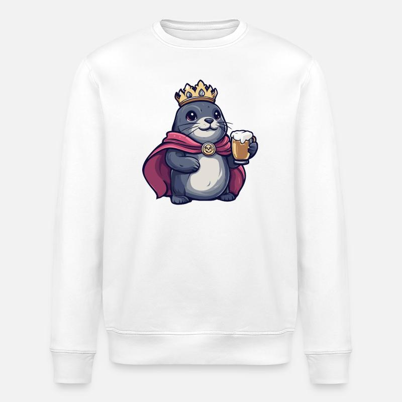 Robbe Tier Bier König - Stanley/Stella Unisex Bio-Sweatshirt ROLLER - Weiß