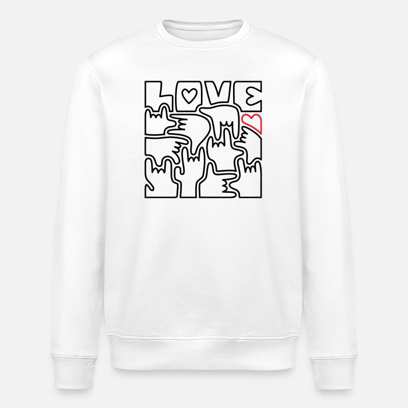 LIEBE – Gebärdensprache Ich liebe dich Schwarz - Stanley/Stella Unisex Bio-Sweatshirt ROLLER - Weiß