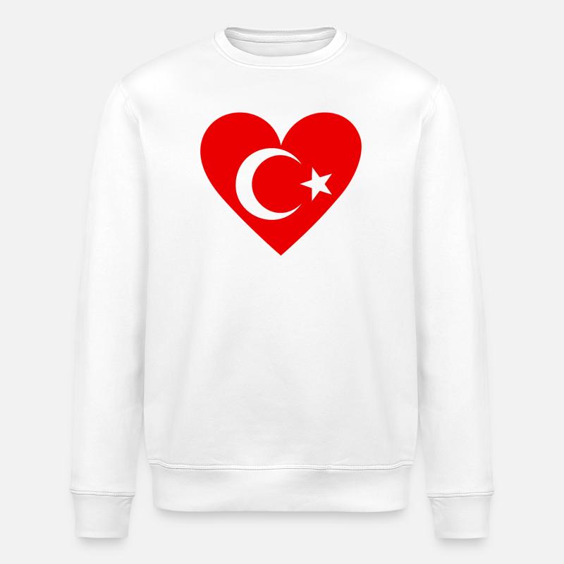 Herz mit Türkischer Flagge - Stanley/Stella Unisex Bio-Sweatshirt ROLLER - Weiß