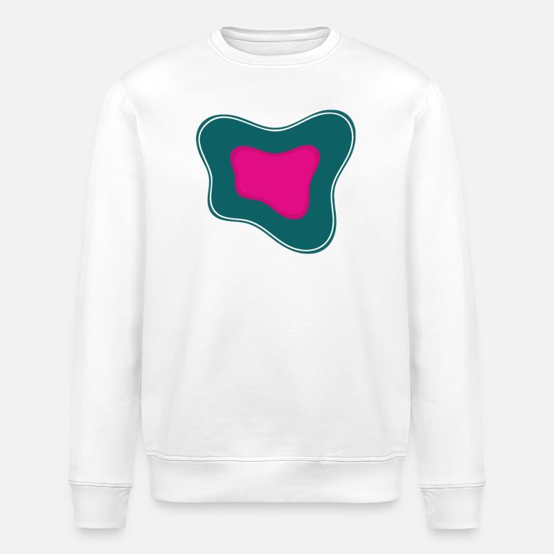 Pink abstraction on a teal background - Stanley/Stella ROLLER Unisex Organic Sweatshirt - white