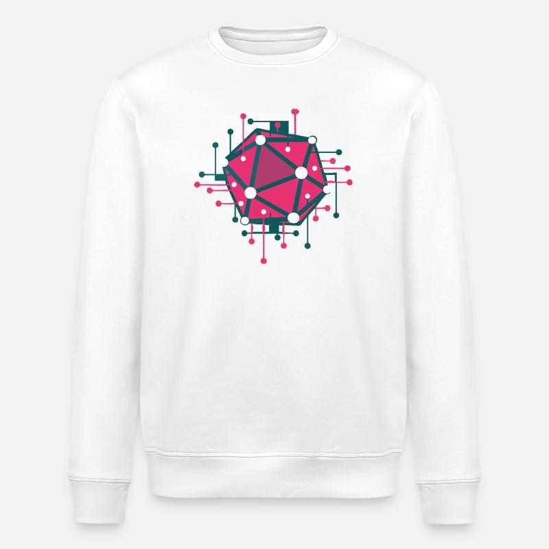 Techno pink geometric network - Stanley/Stella ROLLER Unisex Organic Sweatshirt - white