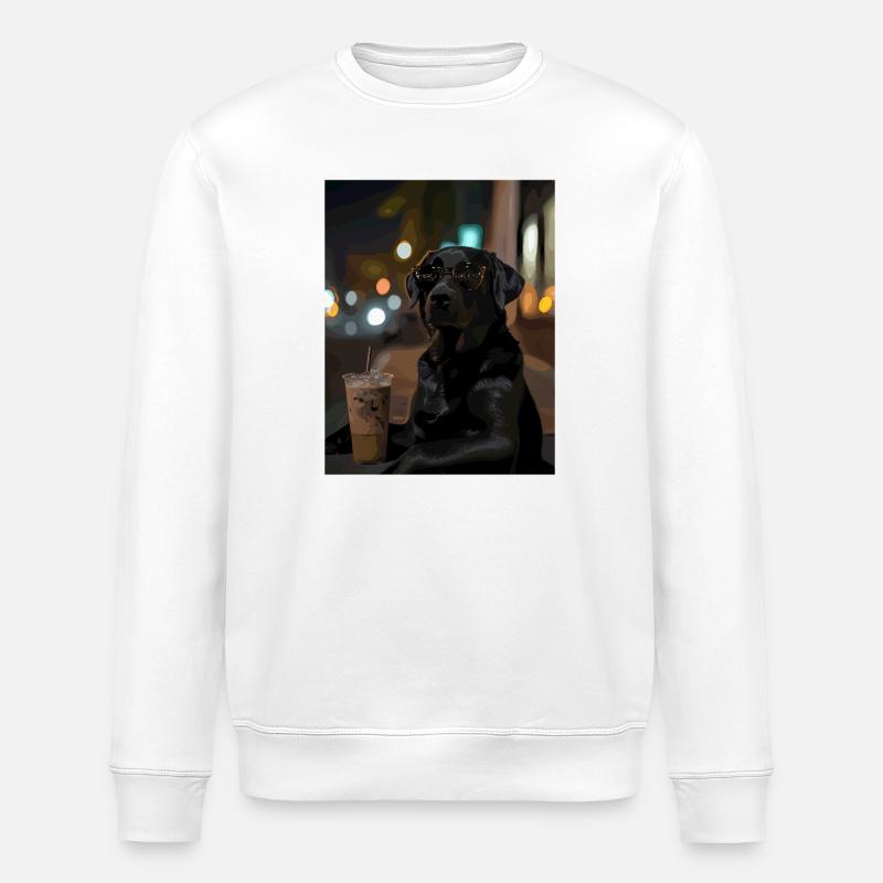 Chien errant nocturne avec café - Sweat bio ROLLER Stanley/Stella Unisexe - blanc