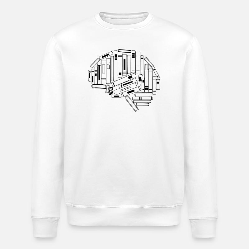 Brain from Books Knowledge - Stanley/Stella ROLLER Unisex Organic Sweatshirt - white
