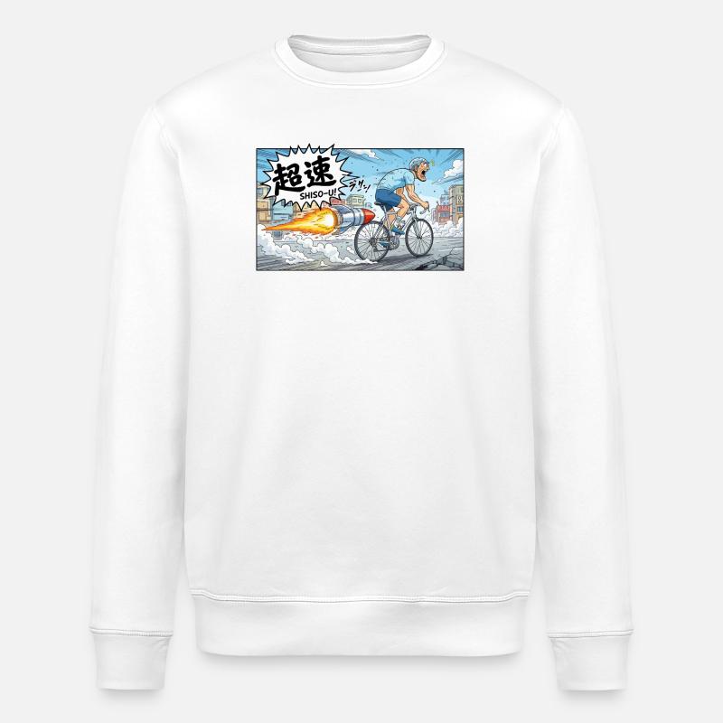 Hypervelocity-Radfahrer mit Raketenexplosion - Stanley/Stella Unisex Bio-Sweatshirt ROLLER - Weiß