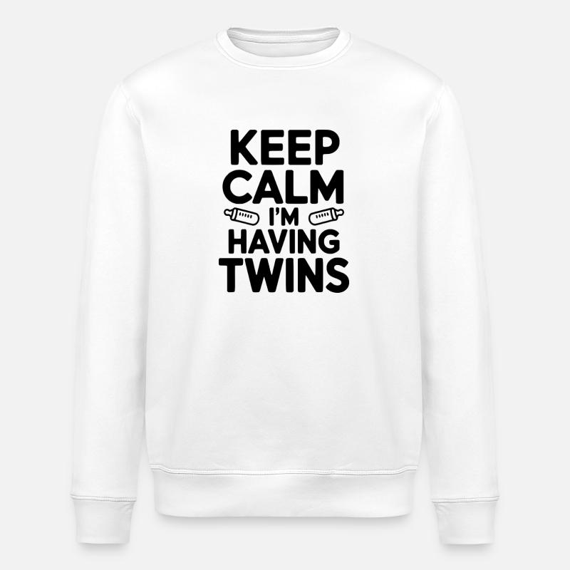 Keep Calm I'm Having Twins - Stanley/Stella ROLLER Unisex Organic Sweatshirt - white