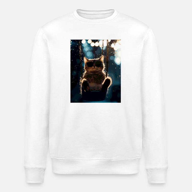 Balançoire de chat sous la veilleuse - Sweat bio ROLLER Stanley/Stella Unisexe - blanc