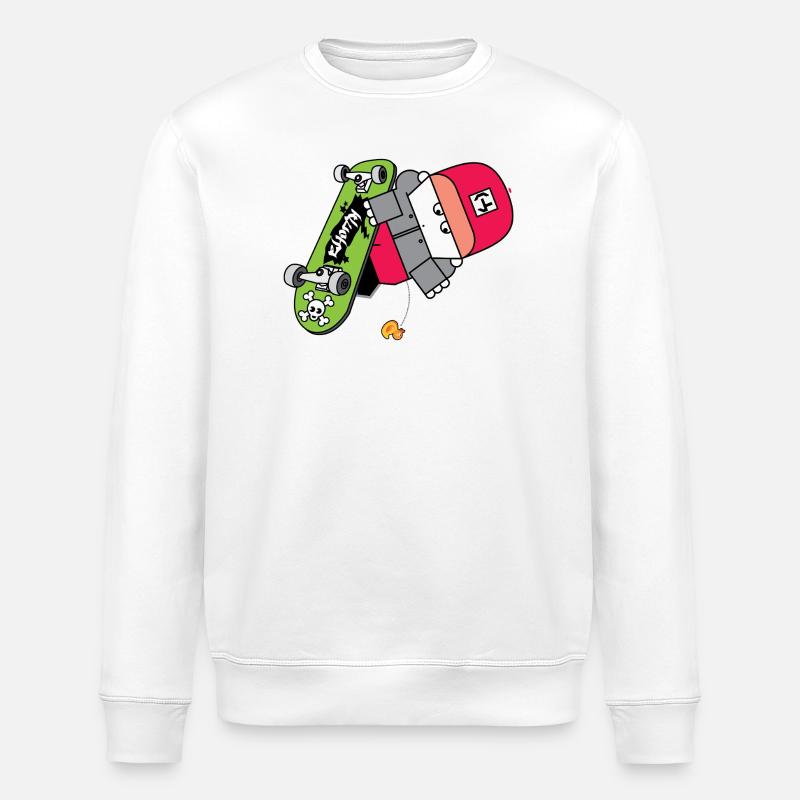 Neon Skate Panda Grafik - Stanley/Stella Unisex Bio-Sweatshirt ROLLER - Weiß