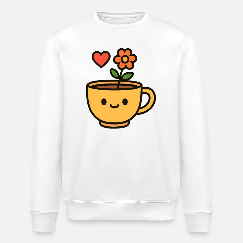 Flower Mug Smiling Mug - Stanley/Stella ROLLER Unisex Organic Sweatshirt - white
