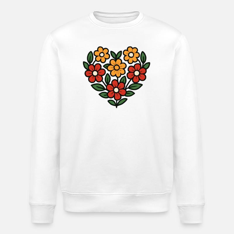 Herz aus Blumen Muster - Stanley/Stella Unisex Bio-Sweatshirt ROLLER - Weiß