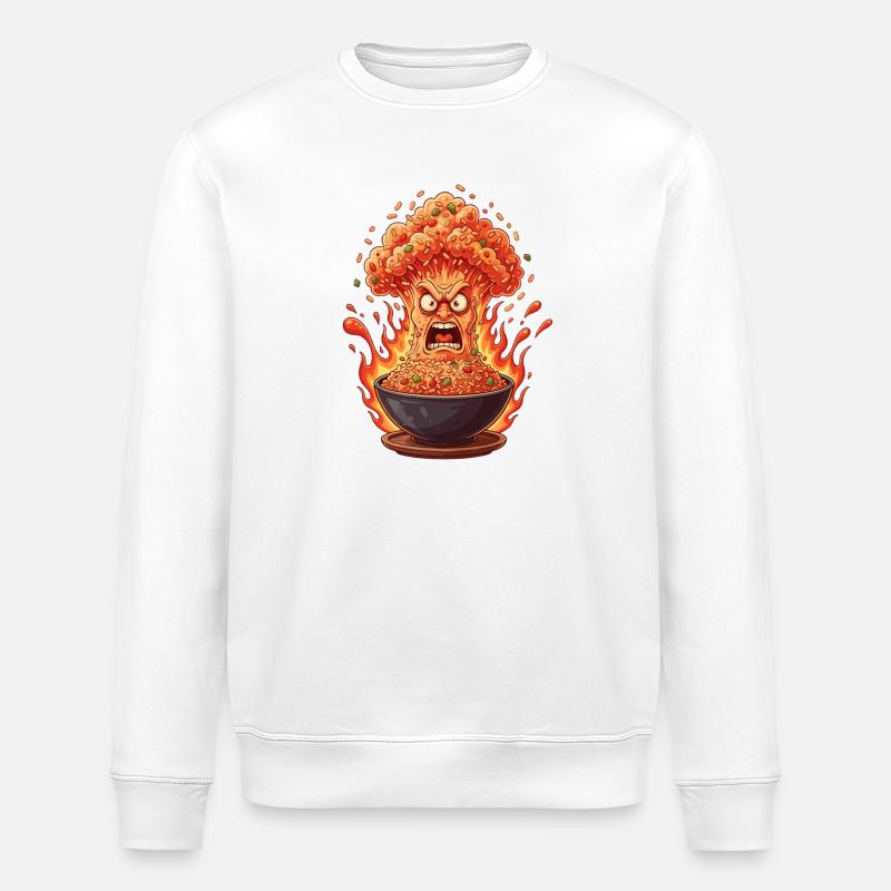 Wutbowl Brennendes Reisgericht - Stanley/Stella Unisex Bio-Sweatshirt ROLLER - Weiß