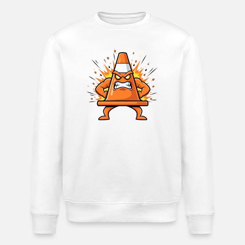 Dessin animé du cône en colère - Sweat bio ROLLER Stanley/Stella Unisexe - blanc