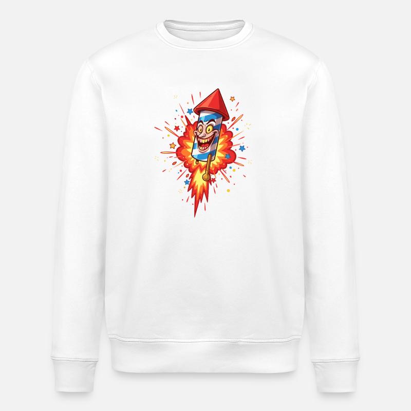 Lachende Rakete Cartoon Explosion - Stanley/Stella Unisex Bio-Sweatshirt ROLLER - Weiß