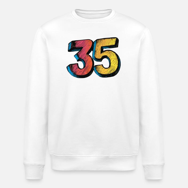 35 Zahl Bunt - Stanley/Stella Unisex Bio-Sweatshirt ROLLER - Weiß