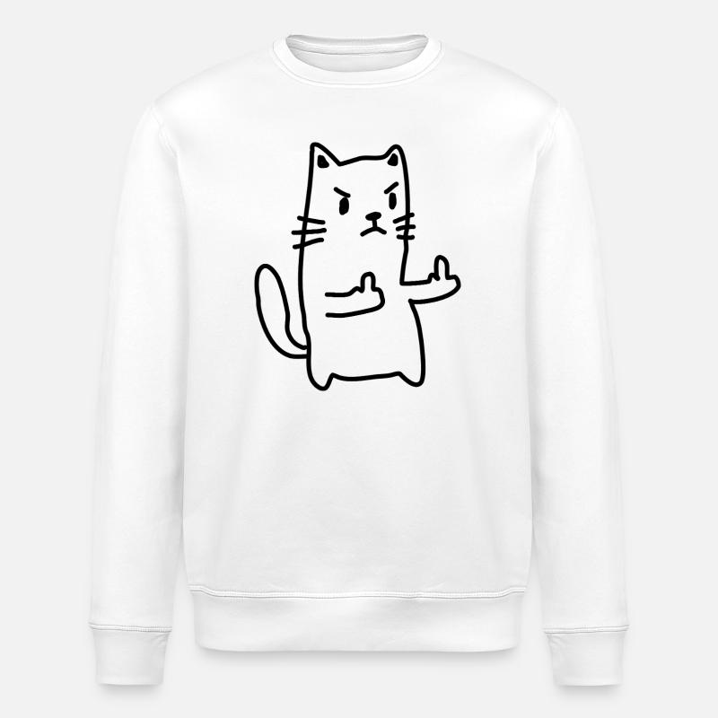 Katze Mittelfinger - Stanley/Stella Unisex Bio-Sweatshirt ROLLER - Weiß
