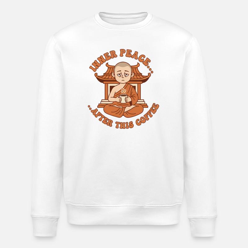 Inner Peace Kaffee Zen-Mönch - Stanley/Stella Unisex Bio-Sweatshirt ROLLER - Weiß