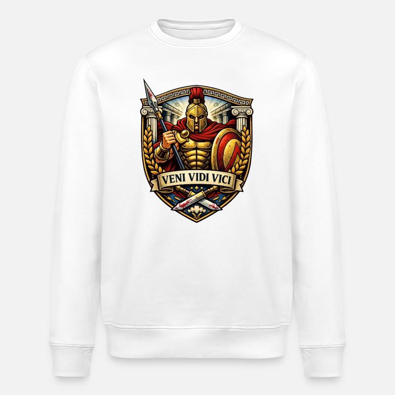 Sparta Warrior Shield - Stanley/Stella ROLLER Unisex Organic Sweatshirt - white