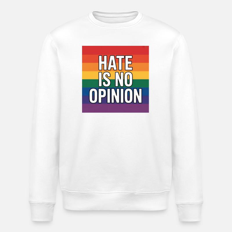 Hate is no Opinion - Antifa Merch - Stanley/Stella ROLLER Unisex Organic Sweatshirt - white